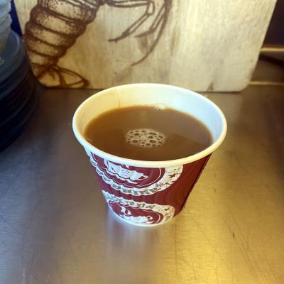 Cup of Coffee at Evans Fish Bar Llanidloes Wales