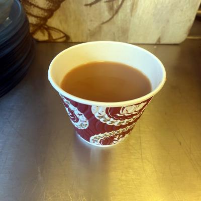 Cup of Tea at Evans Fish Bar Llanidloes Wales