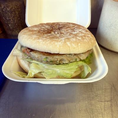 Vegetarian - Veggie Burger at Evans Fish Bar Llanidloes Wales