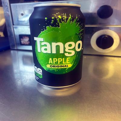 Canned Drinks Apple Tango at Evans Fish Bar Llanidloes Wales