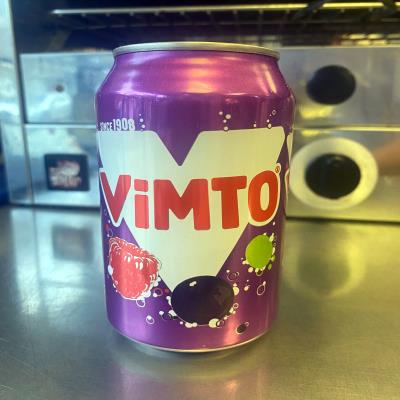Canned Drinks Vimto at Evans Fish Bar Llanidloes Wales